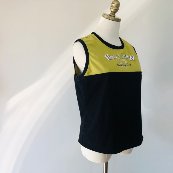 Harley Davidson Tee Shirt Pullover Lime Green Black Extra Large Sleeveless - Picture 5 of 7